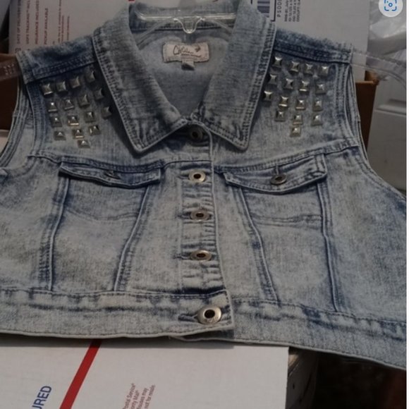 CHIQLE DENIM LADIES JEAN VEST - Picture 5 of 5